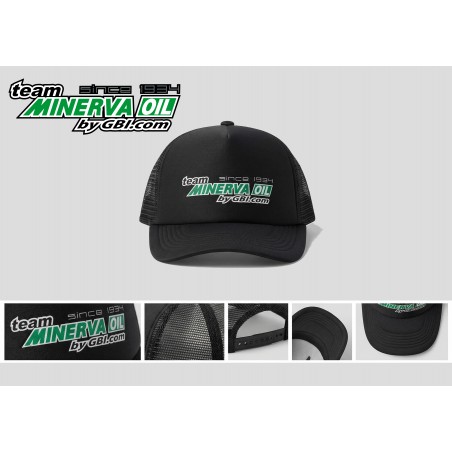 Casquette Américaine avec filet uni noir, Team Minerva-oil by GBI.com.